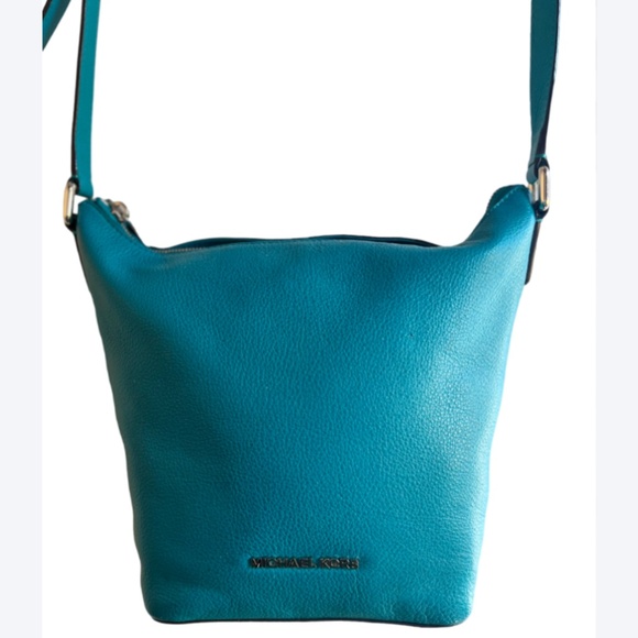 Teal Pebbled Leather Shoulder Bag - Picture 1 of 16